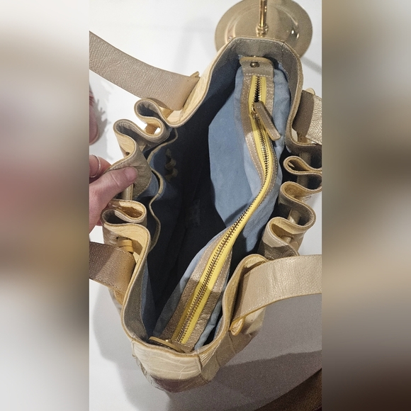 VINTAGE BRAHMIN Elizabeth Grotto Drawstring Shoulder Bag In Pastel Yellow - Picture 15 of 15